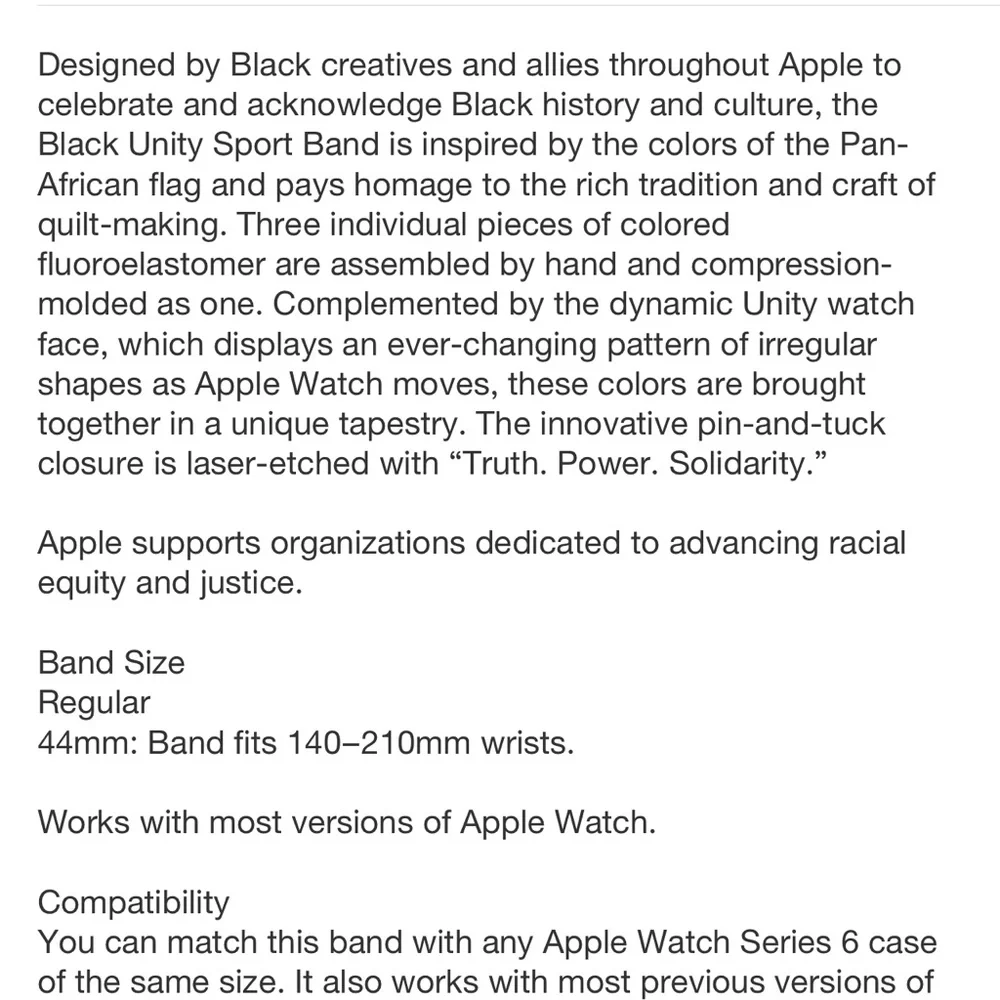 NEW! Apple Watch Series 6 black unity sport band 44mm
